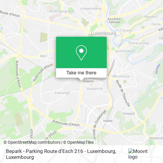 Bepark - Parking Route d'Esch 216 - Luxembourg map