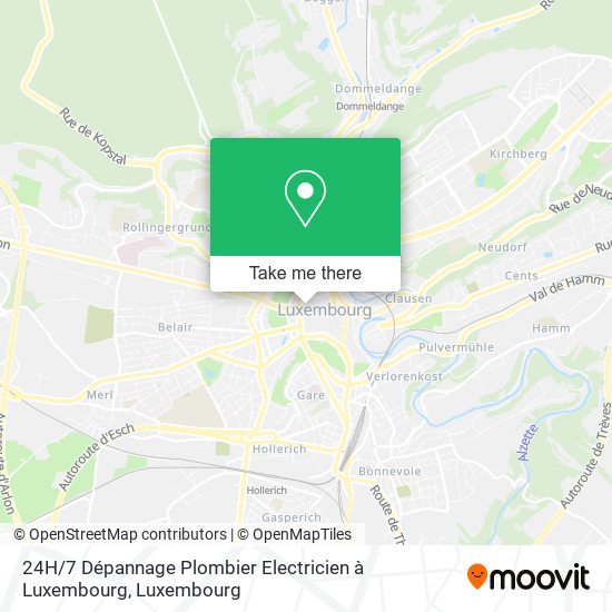 24H / 7 Dépannage Plombier Electricien à Luxembourg map