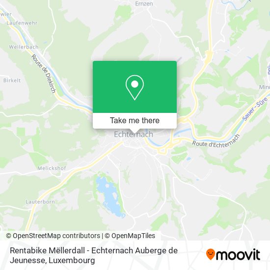 Rentabike Mëllerdall - Echternach Auberge de Jeunesse map