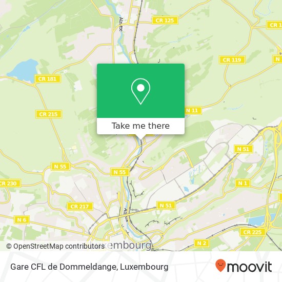 Gare CFL de Dommeldange map