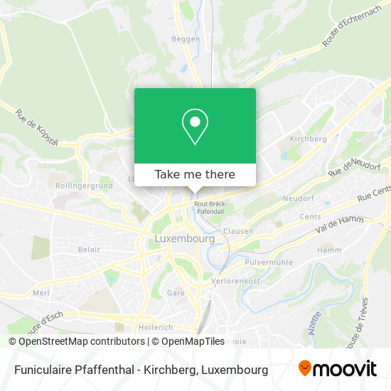 Funiculaire Pfaffenthal - Kirchberg Karte