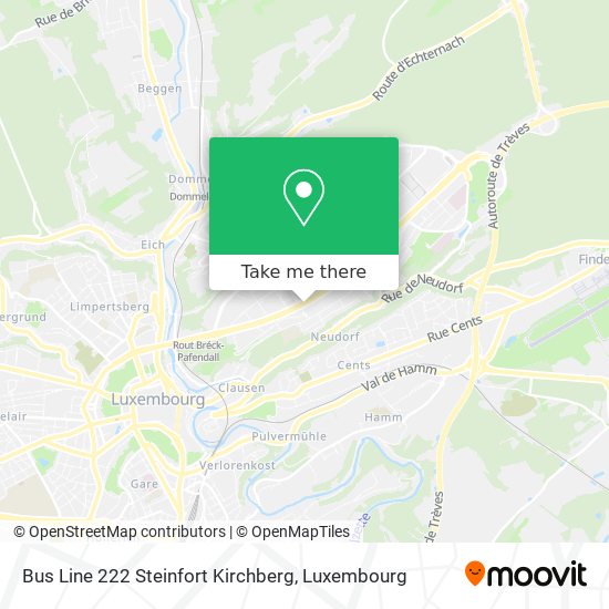 Bus Line 222 Steinfort Kirchberg map