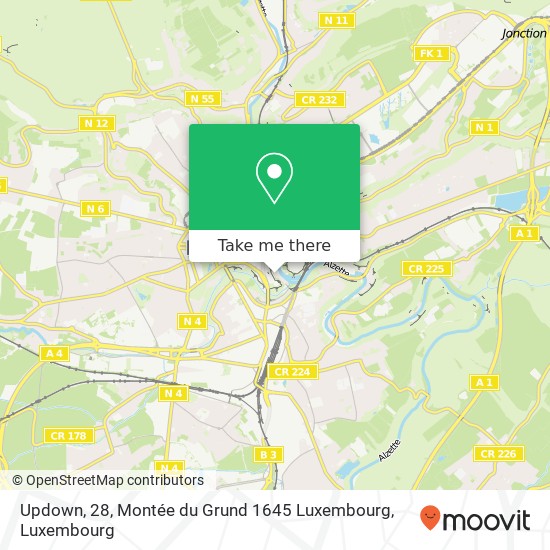 Updown, 28, Montée du Grund 1645 Luxembourg Karte