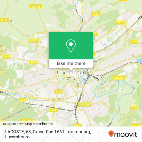 LACOSTE, 63, Grand-Rue 1661 Luxembourg Karte