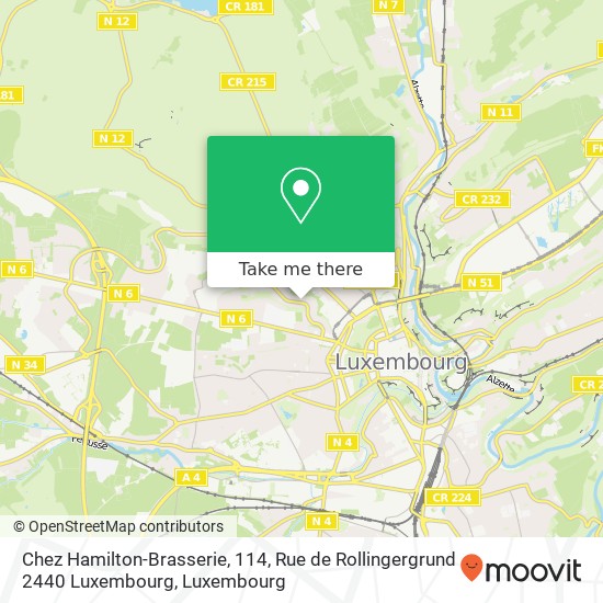Chez Hamilton-Brasserie, 114, Rue de Rollingergrund 2440 Luxembourg Karte