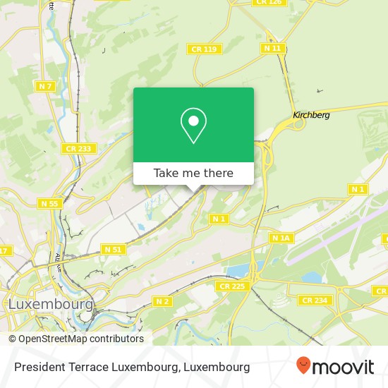 President Terrace Luxembourg, 37, Avenue John F. Kennedy 1855 Luxembourg map