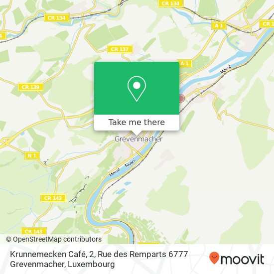 Krunnemecken Café, 2, Rue des Remparts 6777 Grevenmacher Karte