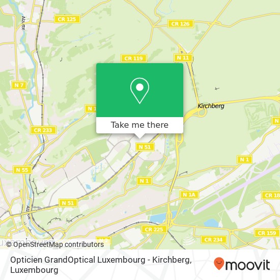 Opticien GrandOptical Luxembourg - Kirchberg Karte
