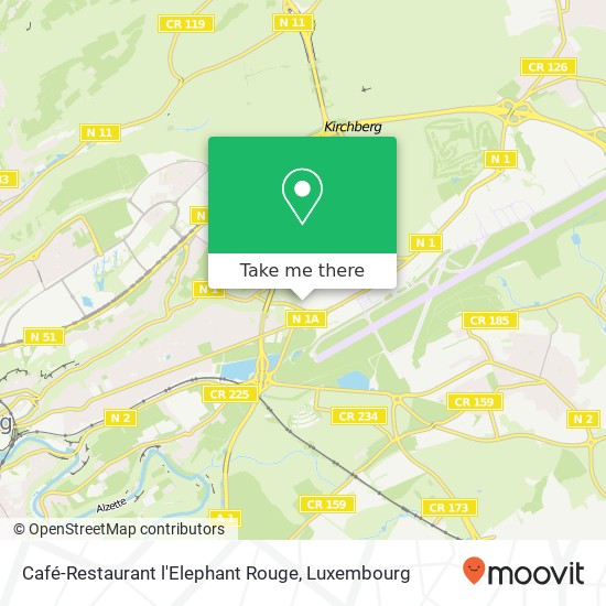 Café-Restaurant l'Elephant Rouge, Rue de Neudorf Luxembourg Karte