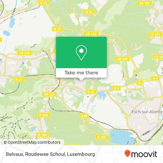 Belvaux, Roudewee Schoul map