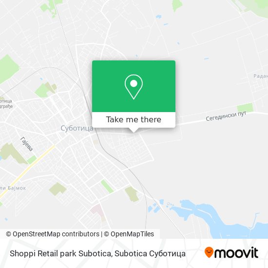 Shoppi Retail park Subotica map