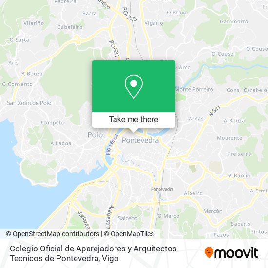 mapa Colegio Oficial de Aparejadores y Arquitectos Tecnicos de Pontevedra