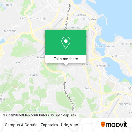 mapa Campus A Coruña - Zapateira - Udc