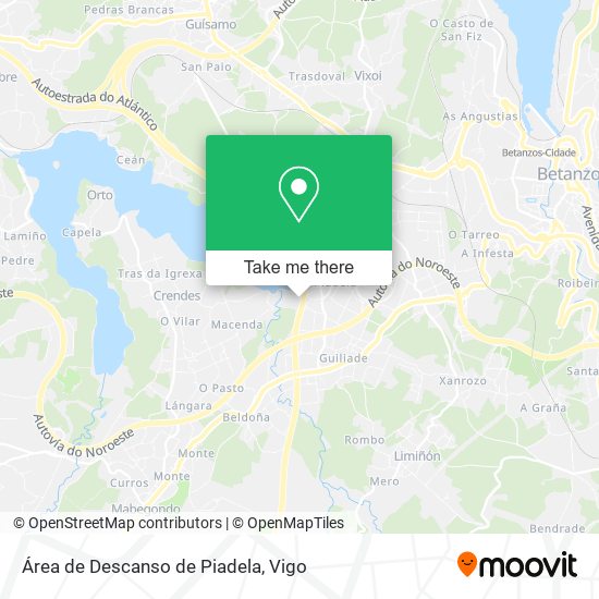 mapa Área de Descanso de Piadela