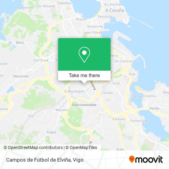 Campos de Fútbol de Elviña map