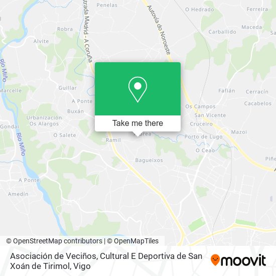 mapa Asociación de Veciños, Cultural E Deportiva de San Xoán de Tirimol