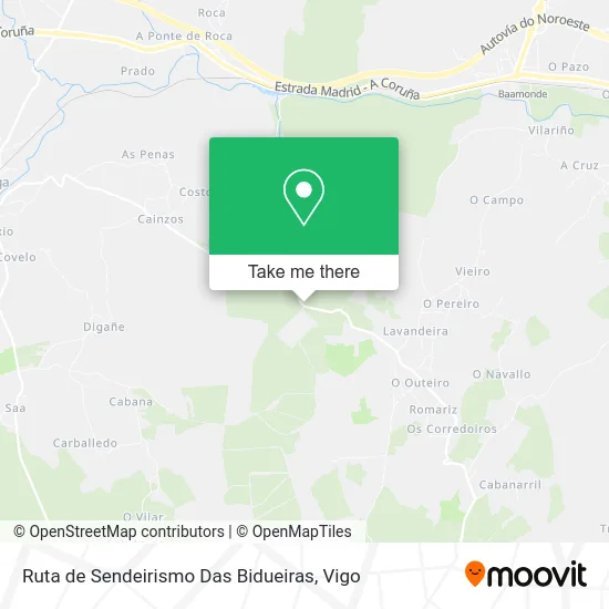 Ruta de Sendeirismo Das Bidueiras map