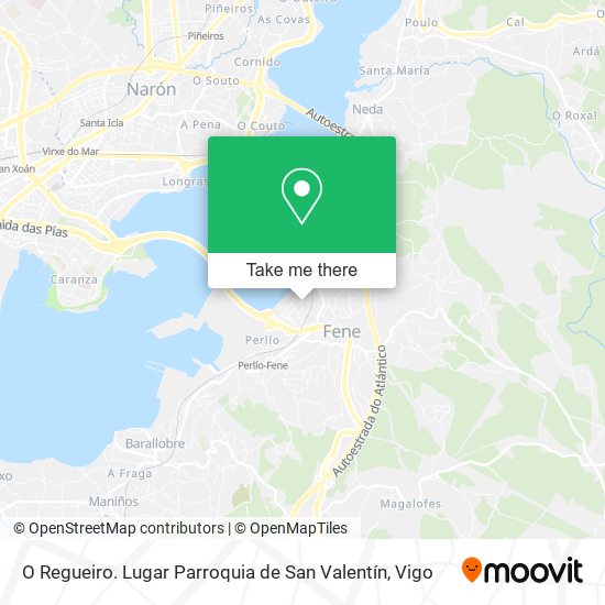 O Regueiro. Lugar Parroquia de San Valentín map