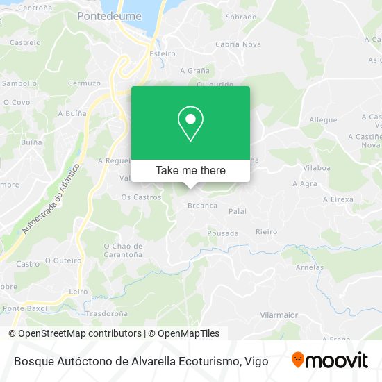 Bosque Autóctono de Alvarella Ecoturismo map