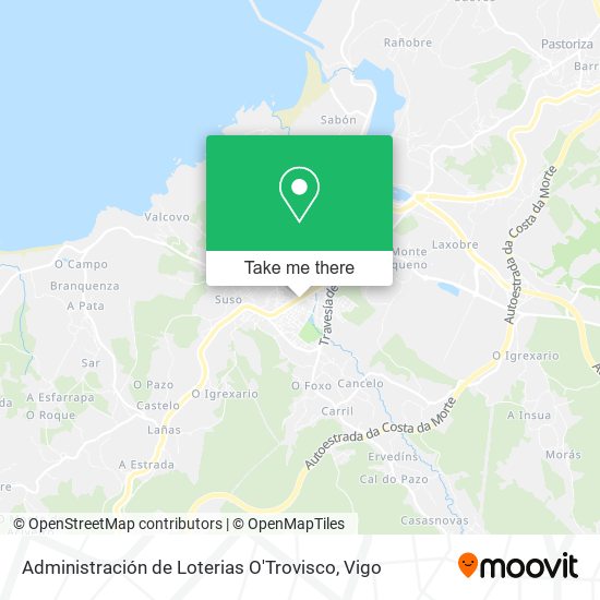 mapa Administración de Loterias O'Trovisco