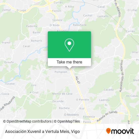 mapa Asociación Xuvenil a Vertula Meis