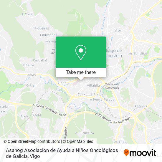 mapa Asanog Asociación de Ayuda a Niños Oncológicos de Galicia