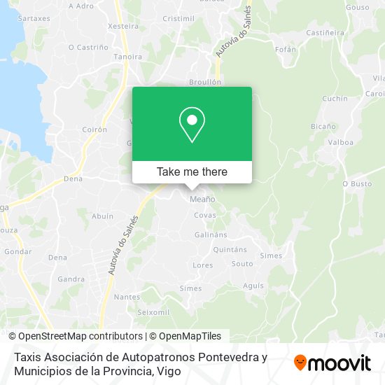 mapa Taxis Asociación de Autopatronos Pontevedra y Municipios de la Provincia