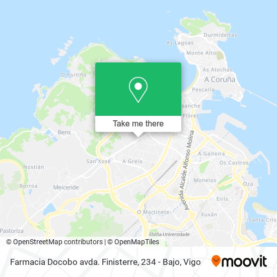 Farmacia Docobo avda. Finisterre, 234 - Bajo map