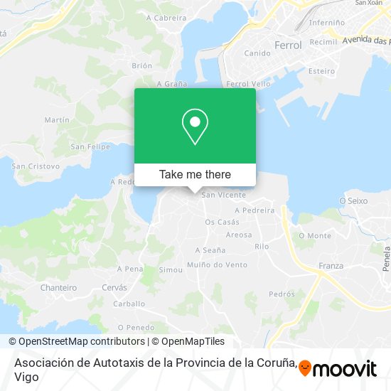 mapa Asociación de Autotaxis de la Provincia de la Coruña