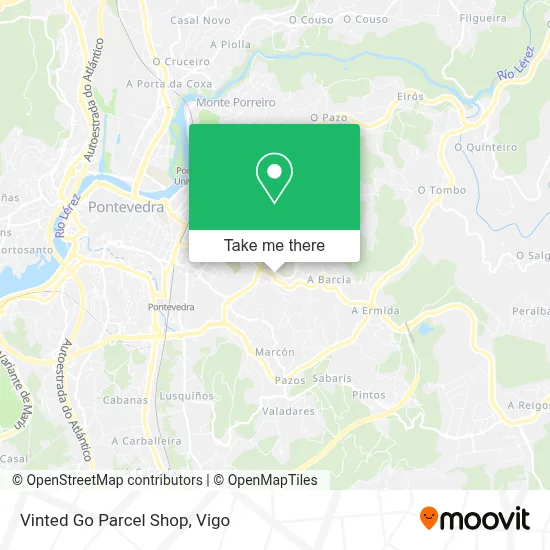 Vinted Go Parcel Shop map
