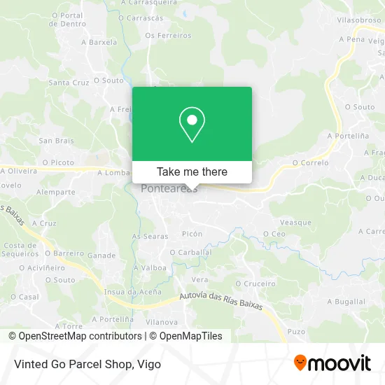 Vinted Go Parcel Shop map
