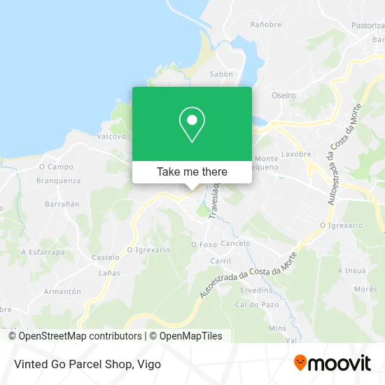 Vinted Go Parcel Shop map