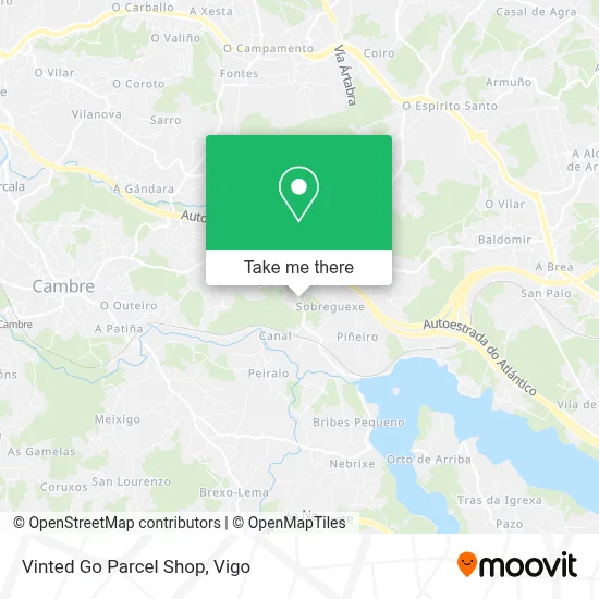 Vinted Go Parcel Shop map