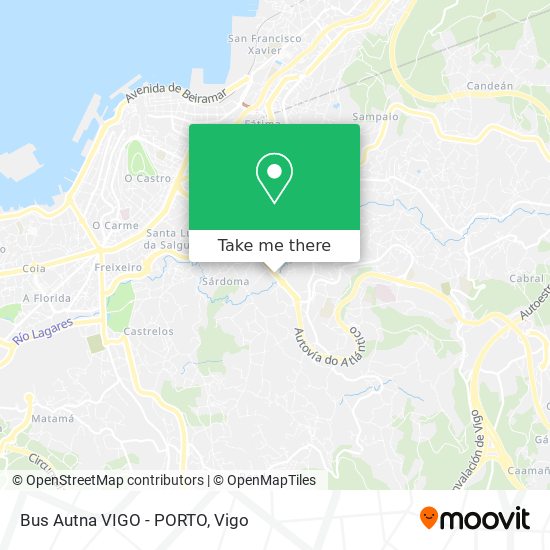 Bus Autna VIGO - PORTO map