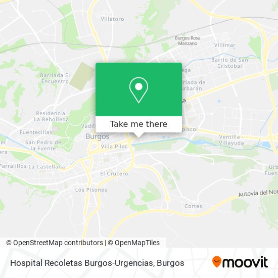 Hospital Recoletas Burgos-Urgencias map