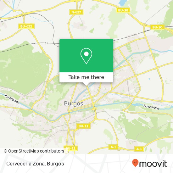 mapa Cervecería Zona, Avenida de Cantabria, 53 09006 Residencia Sanitaria Burgos