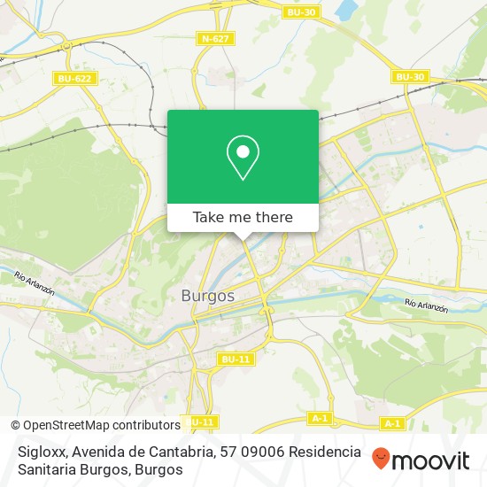 mapa Sigloxx, Avenida de Cantabria, 57 09006 Residencia Sanitaria Burgos