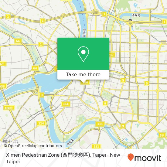 Ximen Pedestrian Zone (西門徒步區) map