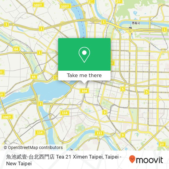 魚池貳壹-台北西門店 Tea 21 Ximen Taipei map