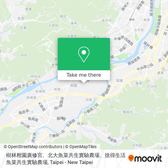 樹林柑園廣修宮、北大魚菜共生實驗農場、捨得生活魚菜共生實驗農場 map