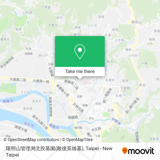 陽明山管理局北投墓園(敵後英雄墓)地圖