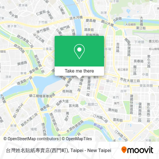 台灣姓名貼紙專賣店(西門町)地圖