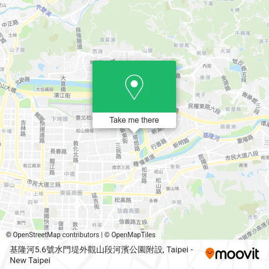 基隆河5.6號水門堤外觀山段河濱公園附設地圖