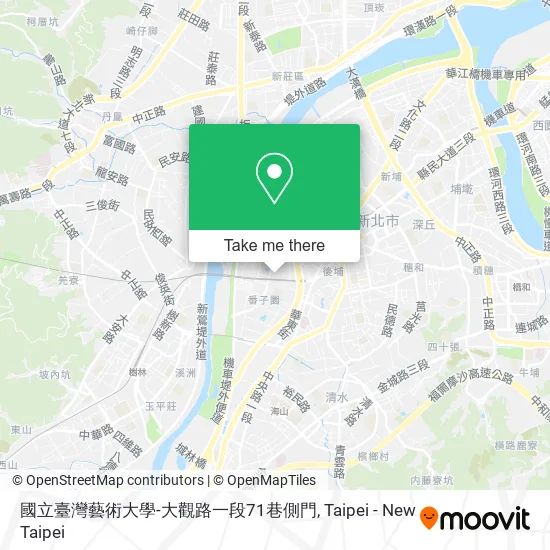 國立臺灣藝術大學-大觀路一段71巷側門地圖