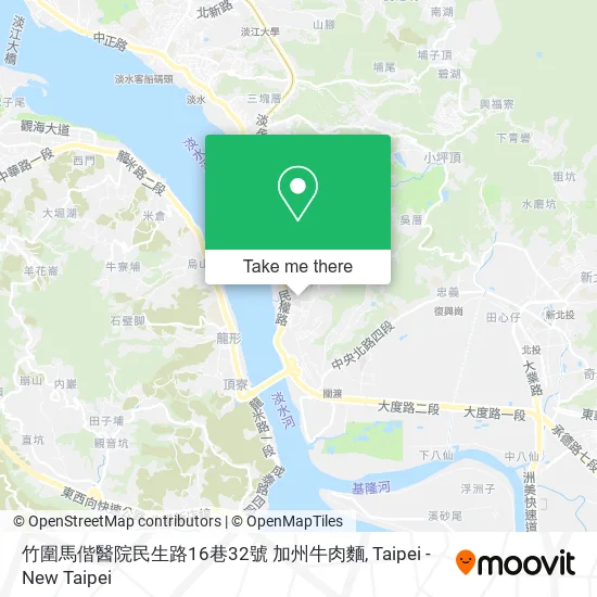 竹圍馬偕醫院民生路16巷32號 加州牛肉麵地圖