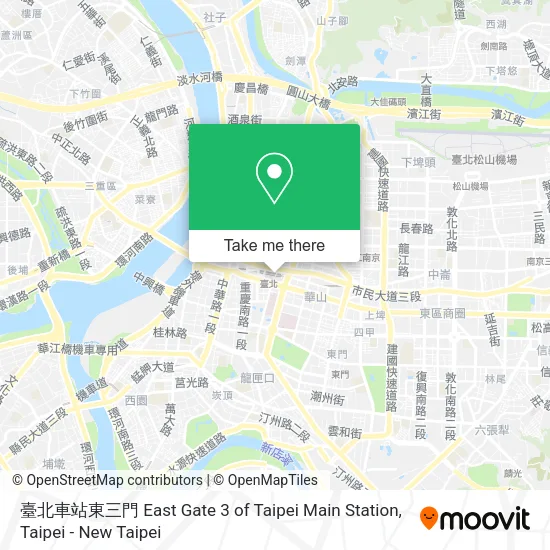 臺北車站東三門 East Gate 3 of Taipei Main Station map