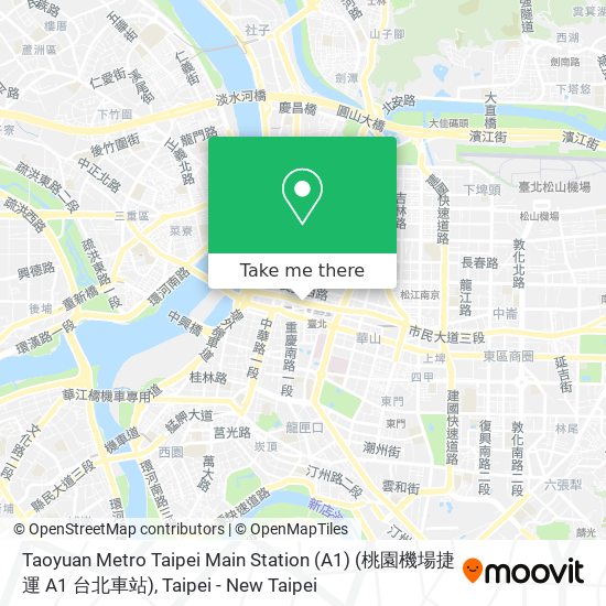 Taoyuan Metro Taipei Main Station (A1) (桃園機場捷運 A1 台北車站) map