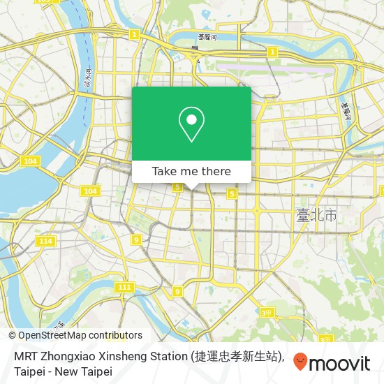 MRT Zhongxiao Xinsheng Station (捷運忠孝新生站) map