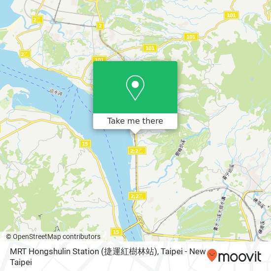 MRT Hongshulin Station (捷運紅樹林站) map