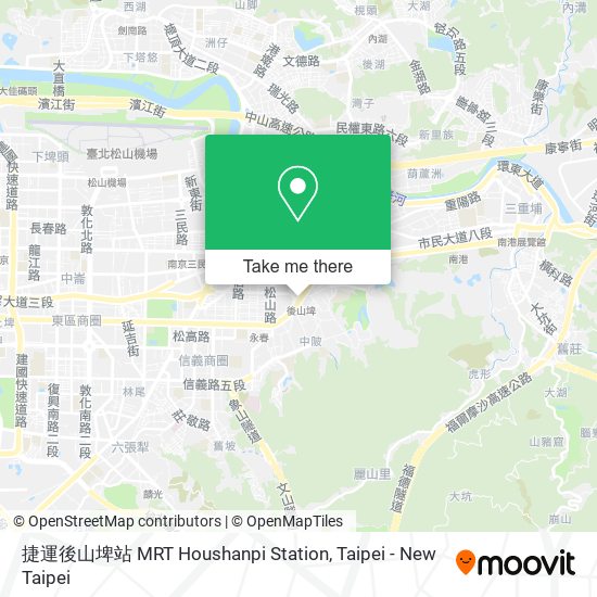 捷運後山埤站 MRT Houshanpi Station map